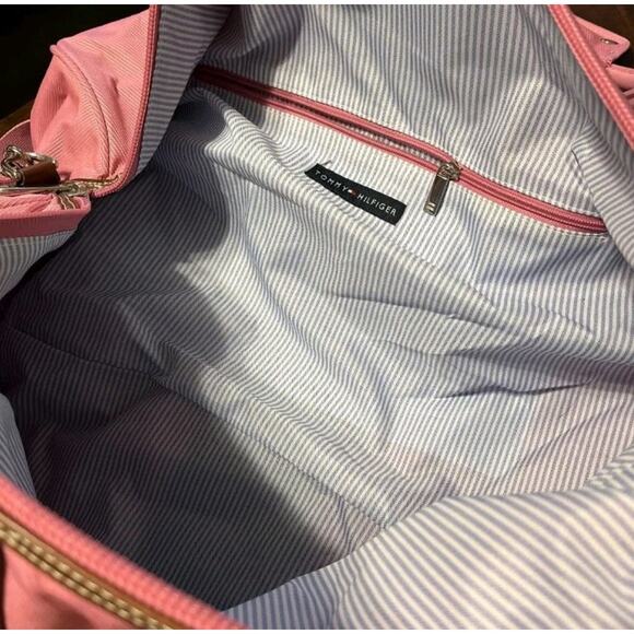 Vintage Tommy Hilfiger Duffle Bag Pink 21x12 Weekender Carry-on - Picture 4 of 10